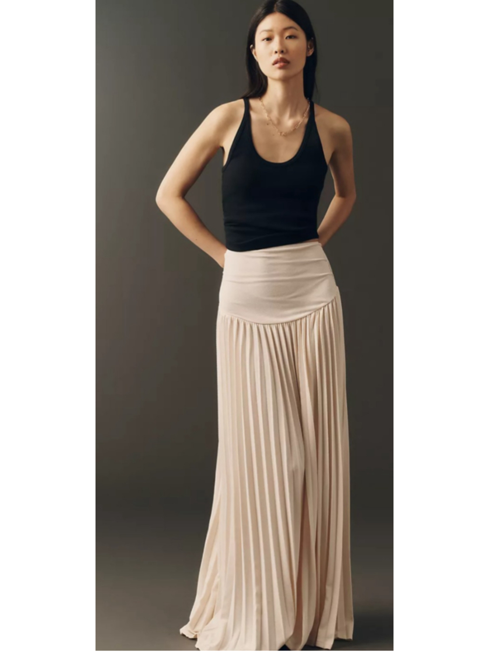Anthropologie Lioness Pleated Maxi Skirt Cream Ivory Size medium - Picture 2 of 11
